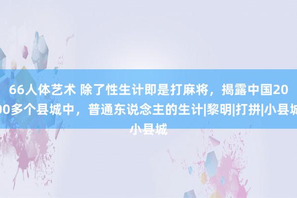 66人体艺术 除了性生计即是打麻将，揭露中国2000多个县城中，普通东说念主的生计|黎明|打拼|小县城