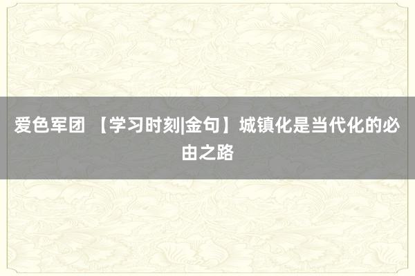 爱色军团 【学习时刻|金句】城镇化是当代化的必由之路