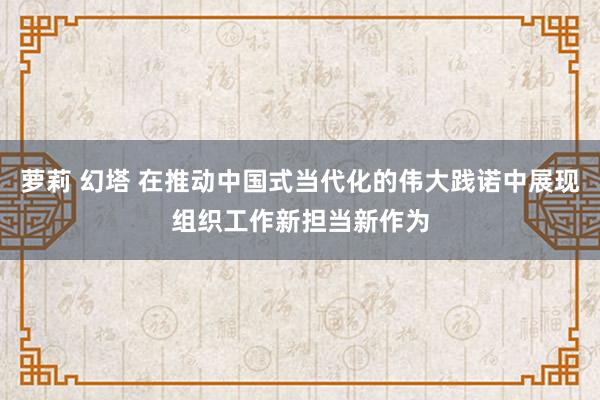 萝莉 幻塔 在推动中国式当代化的伟大践诺中展现组织工作新担当新作为