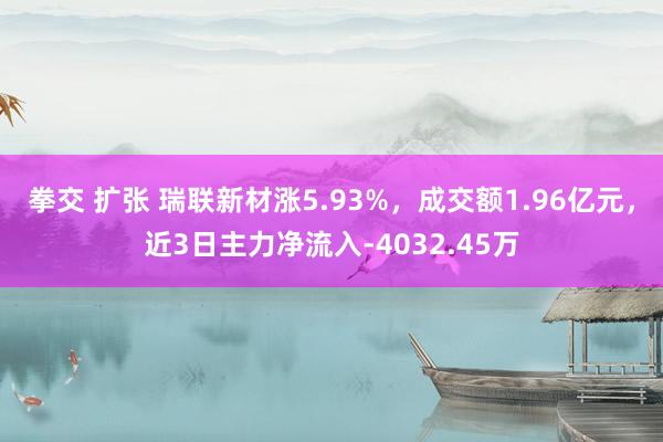 拳交 扩张 瑞联新材涨5.93%，成交额1.96亿元，近3日主力净流入-4032.45万