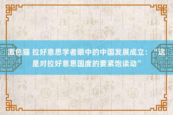 激色猫 拉好意思学者眼中的中国发展成立：“这是对拉好意思国度的要紧饱读动”